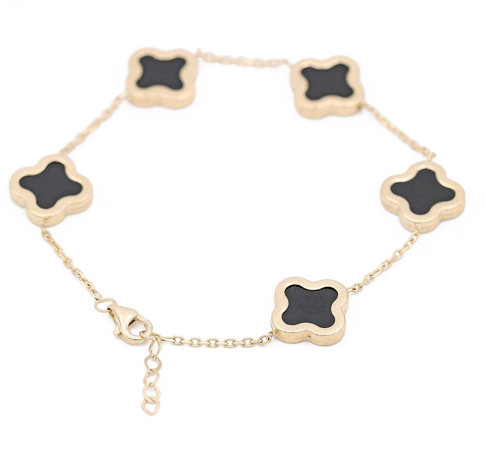 Flower Black Color Stone Bracelet