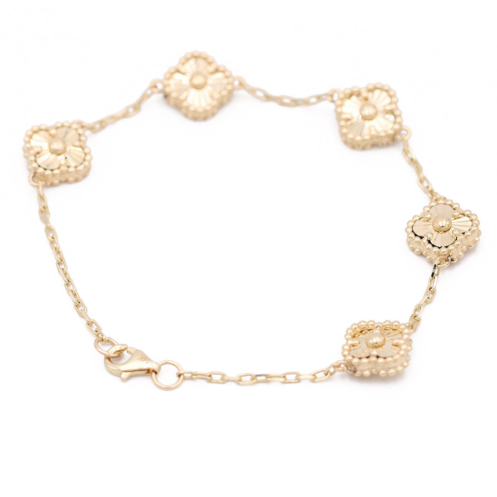 Diamond Cut Flower Black Color Stone Bracelet
