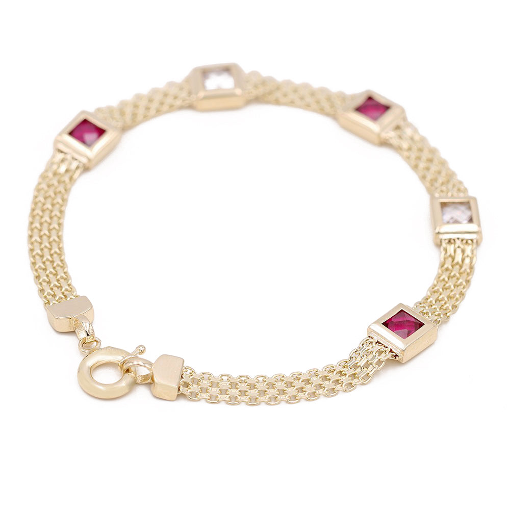 Fashion Mesh Bracelet with Color Stones