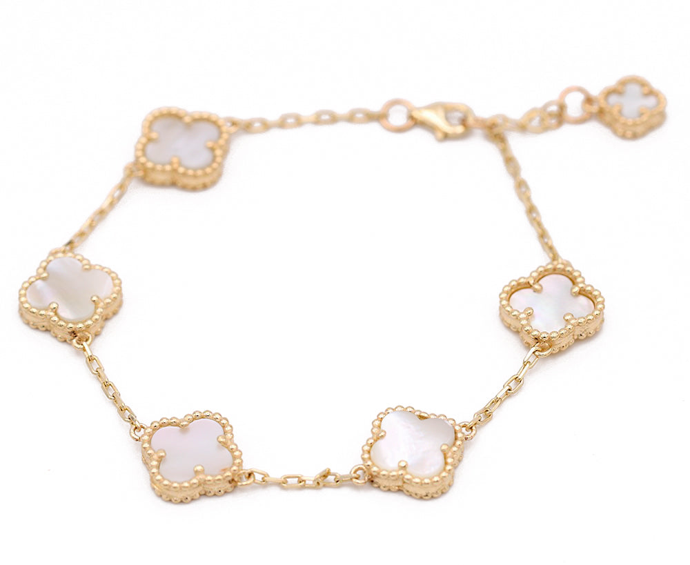 Flower White Mother of Pearl Color Stone Bracelet