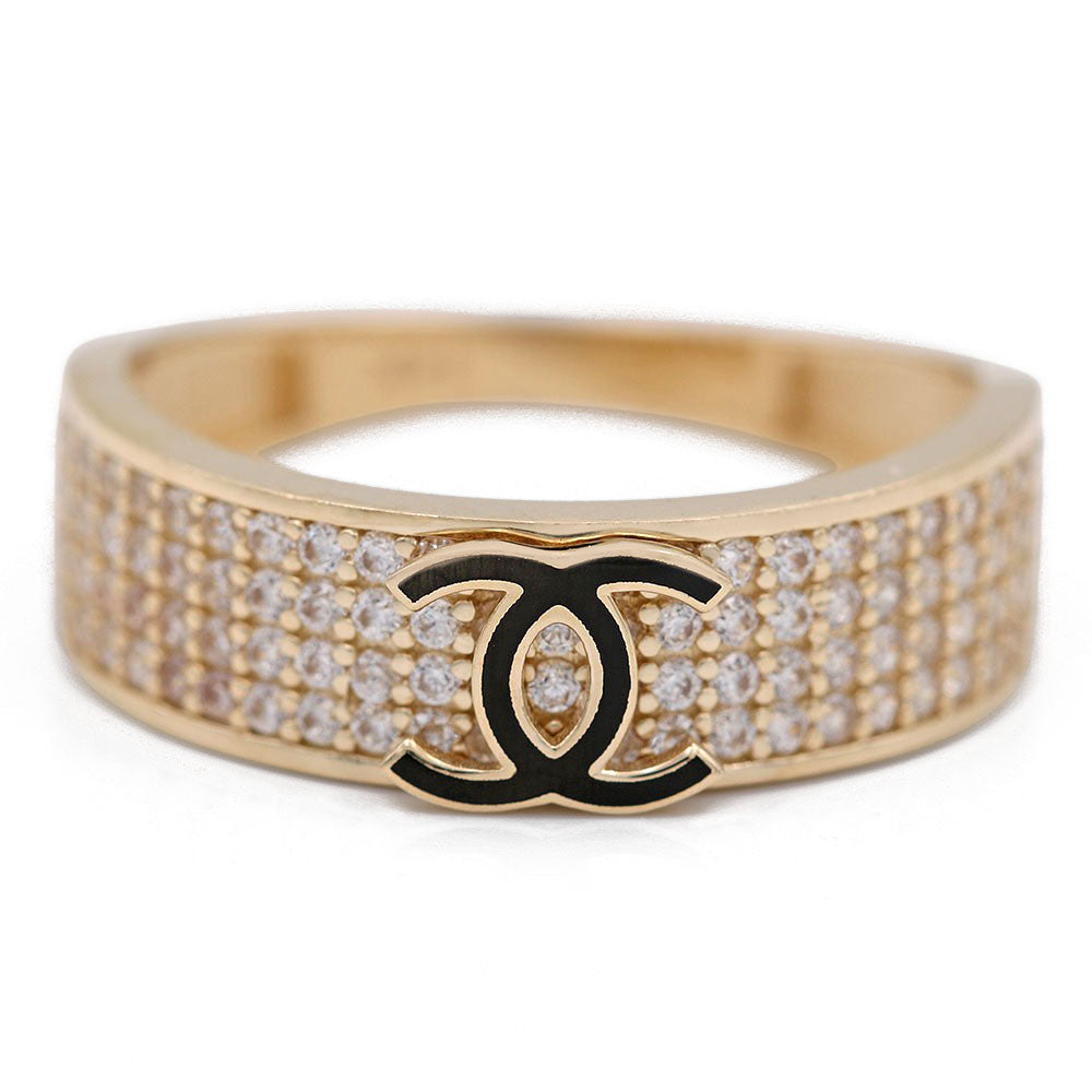 Fashion Logo Ring with Cubic Zirconias