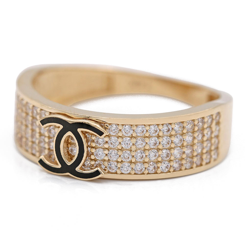 Fashion Logo Ring with Cubic Zirconias