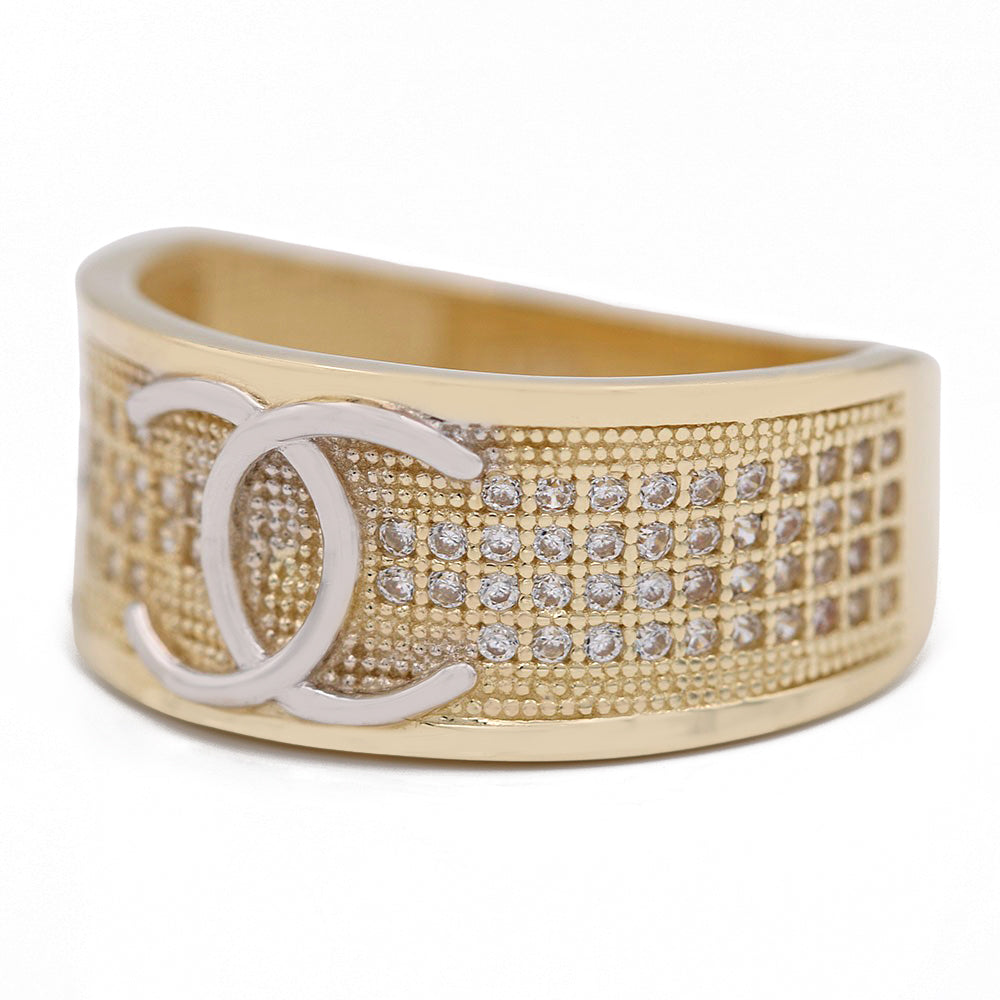 Fashion Logo Design Ring with Cubic Zirconias
