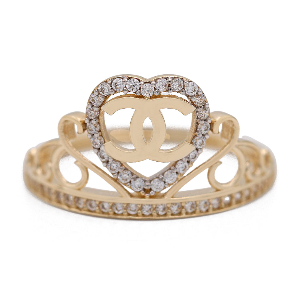 Fashion Logo Design Ring with Cubic Zirconias