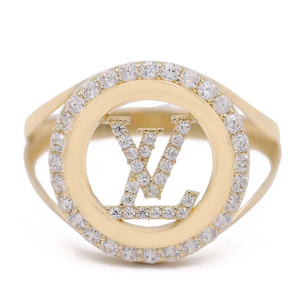 Fashion Logo Design Ring with Cubic Zirconias