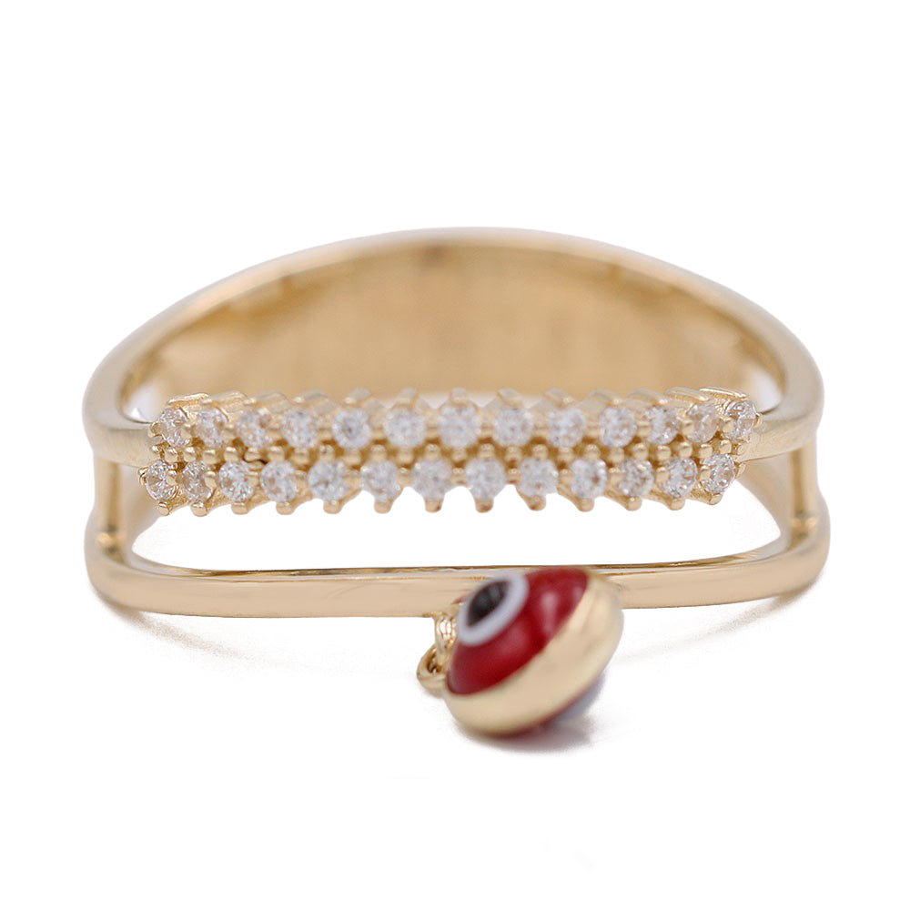 Evil Eye Bead Ring with Cubic Zirconias