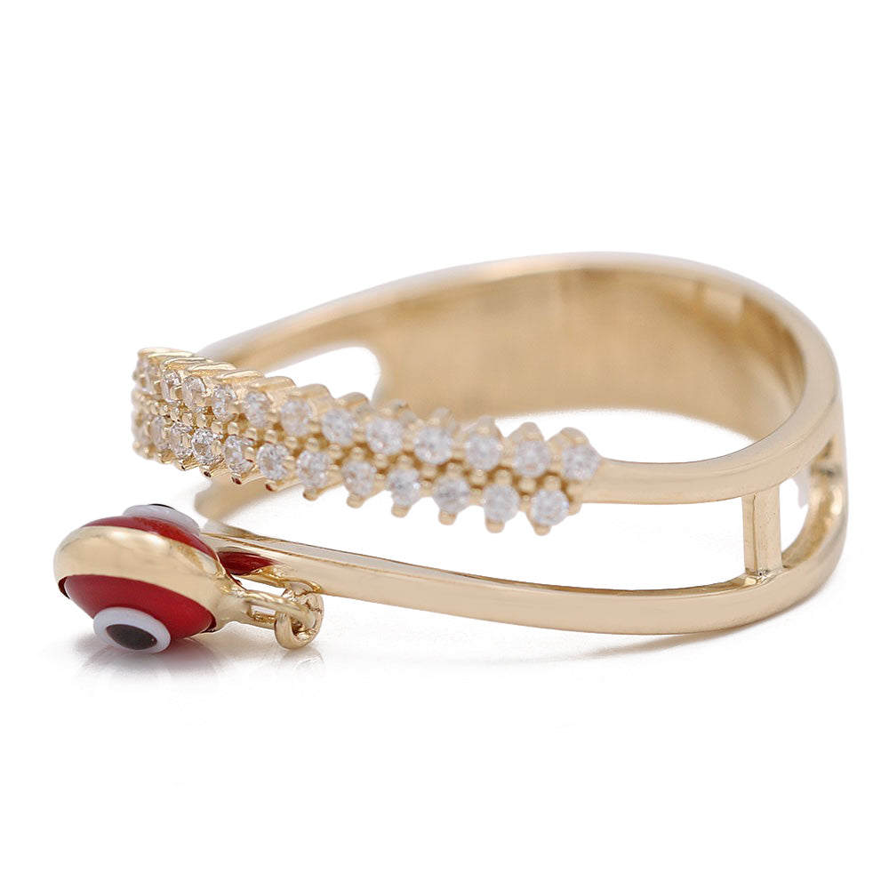 Evil Eye Bead Ring with Cubic Zirconias