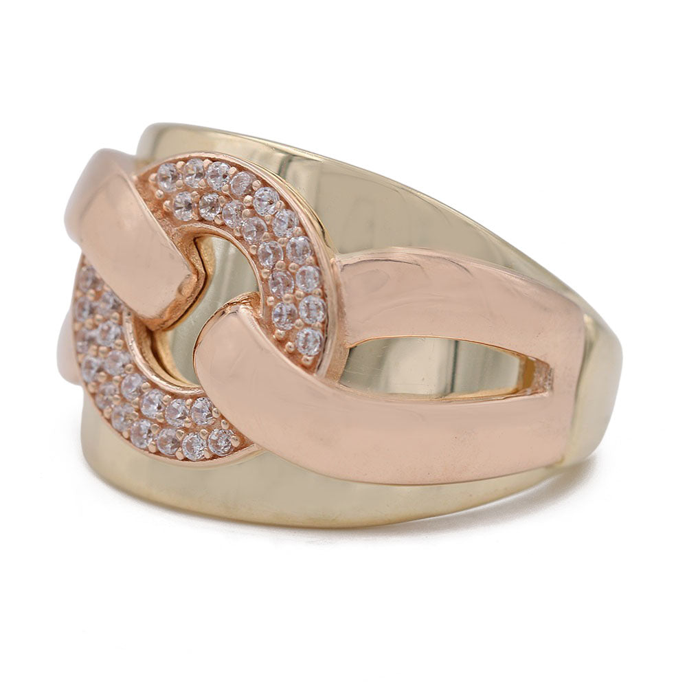 Fashion Buckle Design Ring with Cubic Zirconias