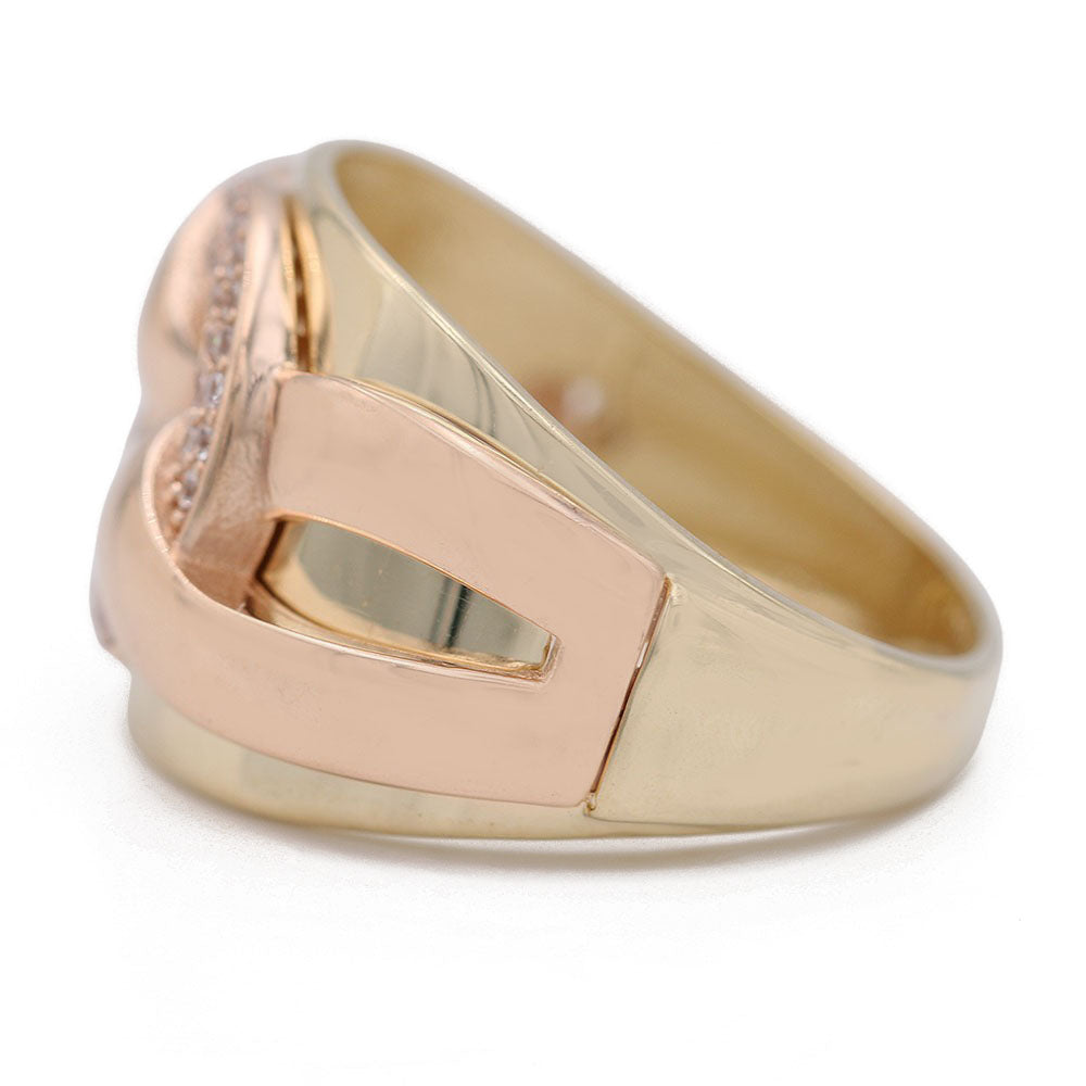 Fashion Buckle Design Ring with Cubic Zirconias