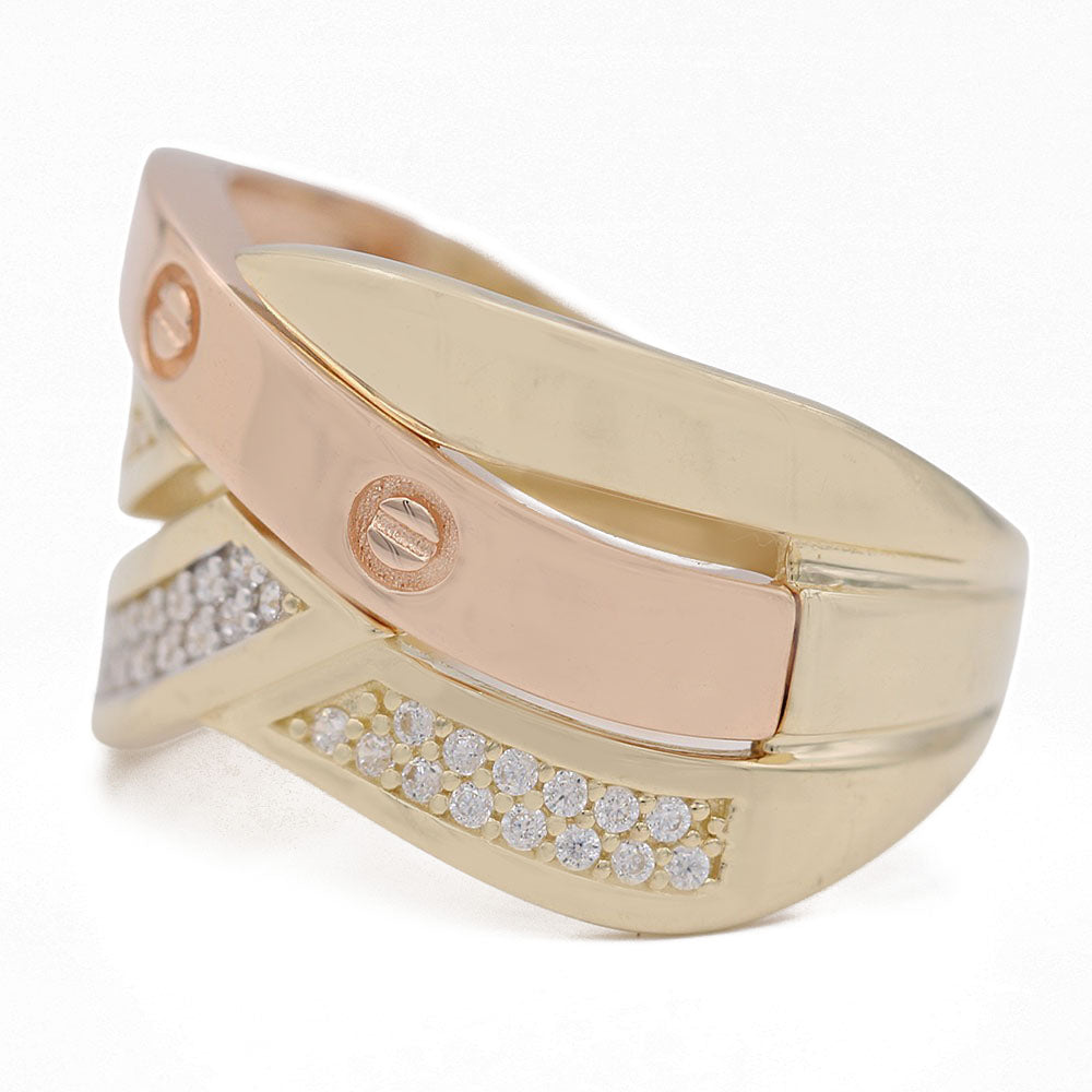 Fashion Buckle Design Ring with Cubic Zirconias