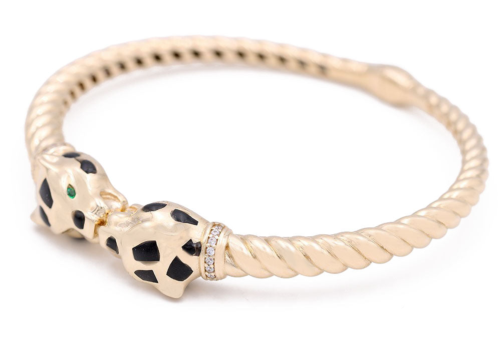Panther Head with Color Stones Rope Bracelet
