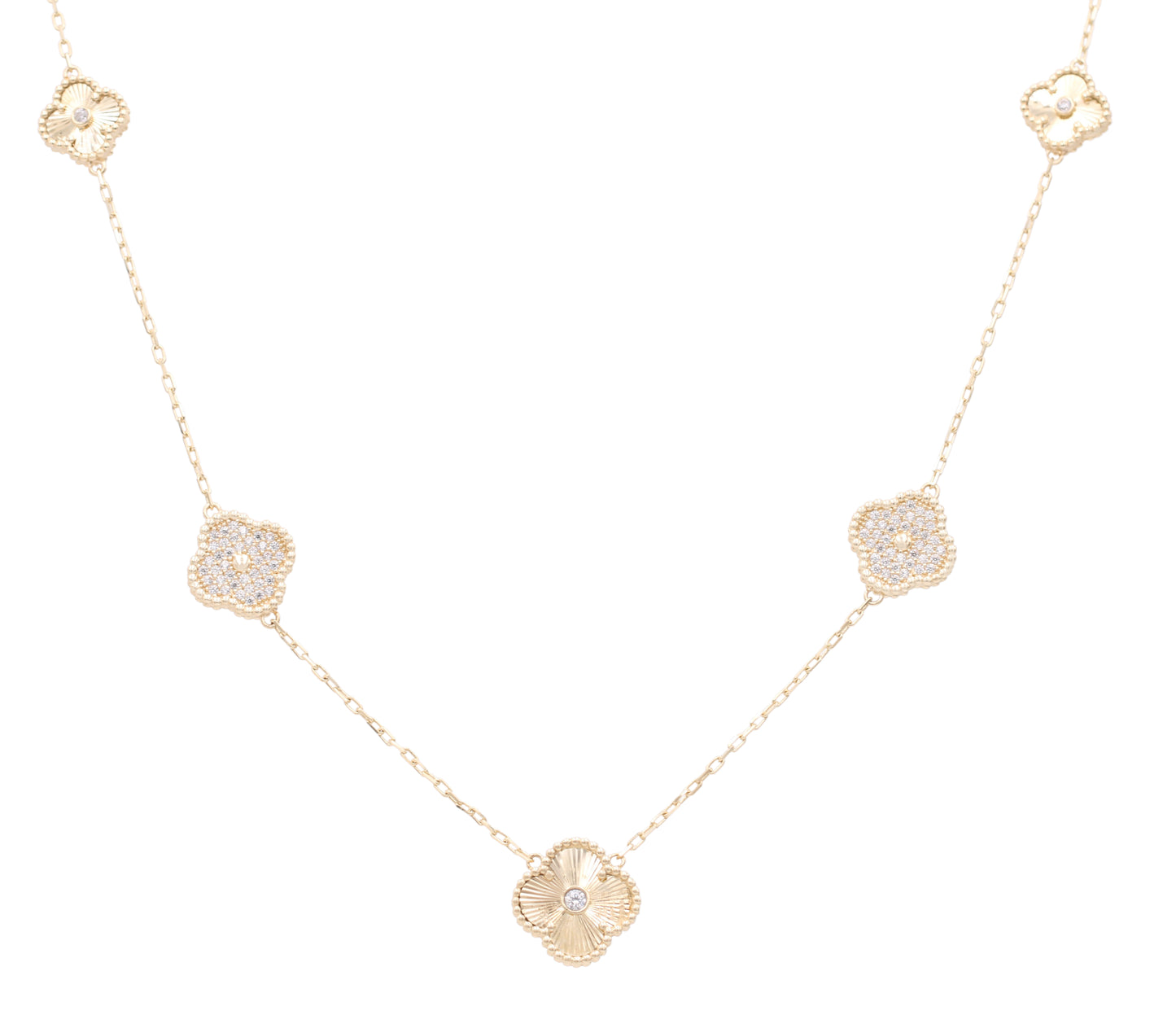Fashion Beads Necklace with Cubic Zirconias