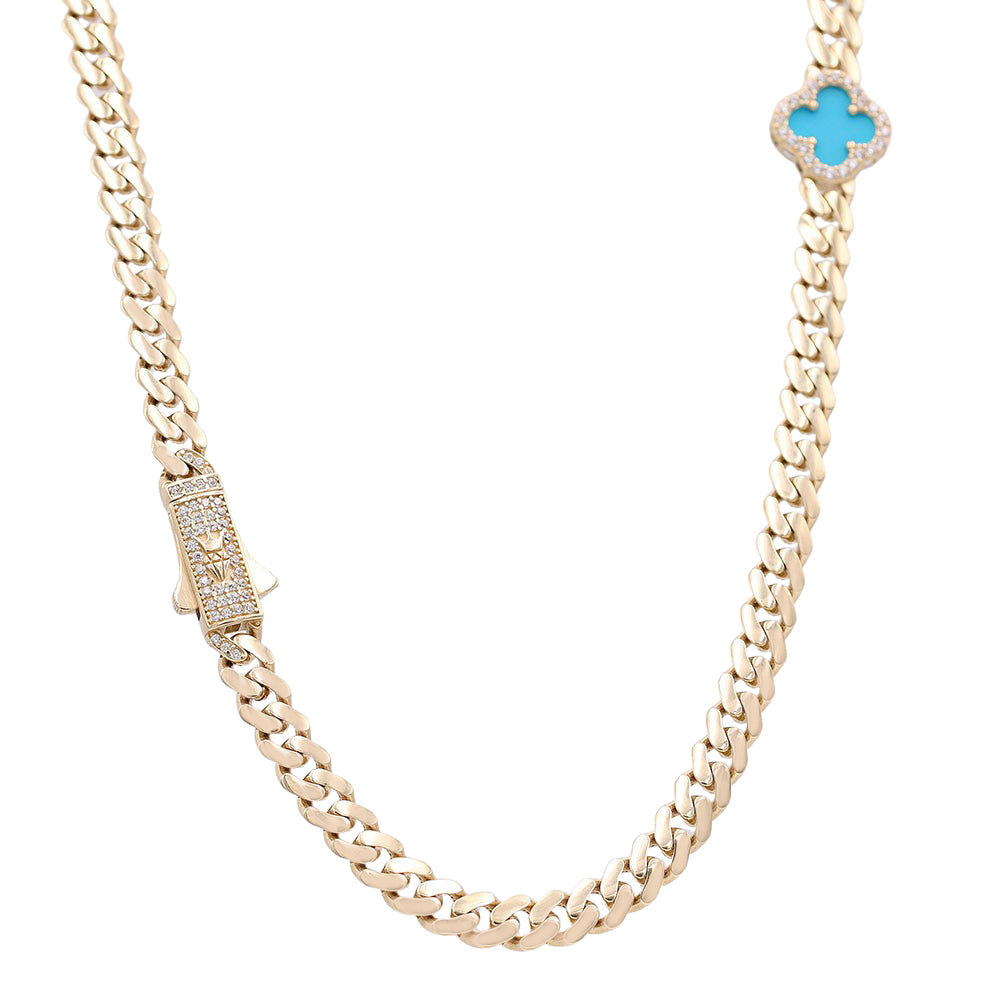 Color Stone Necklace with Cubic Zirconias