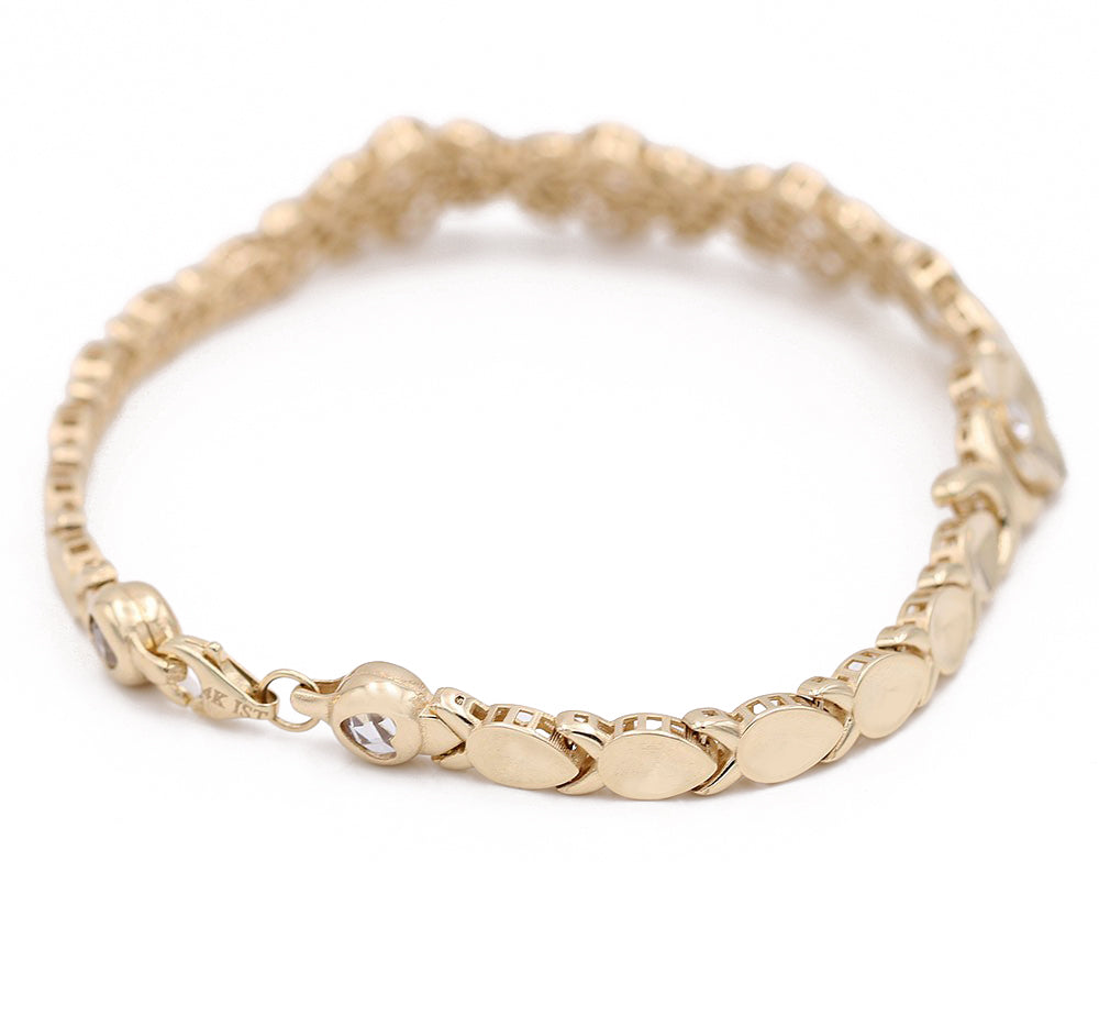 Fashion Flower Bracelet with Cubic Zirconias