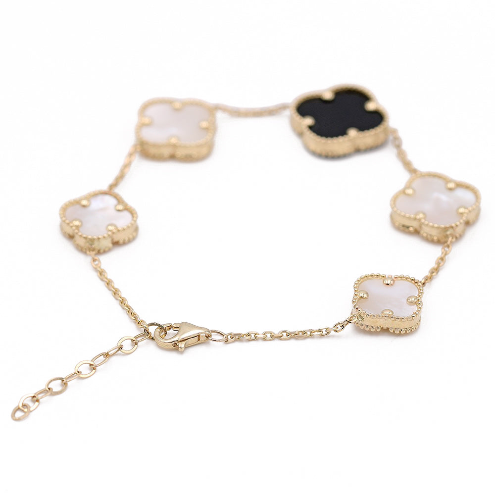 White Mother of Pearl and Black Color Stone Bracelet