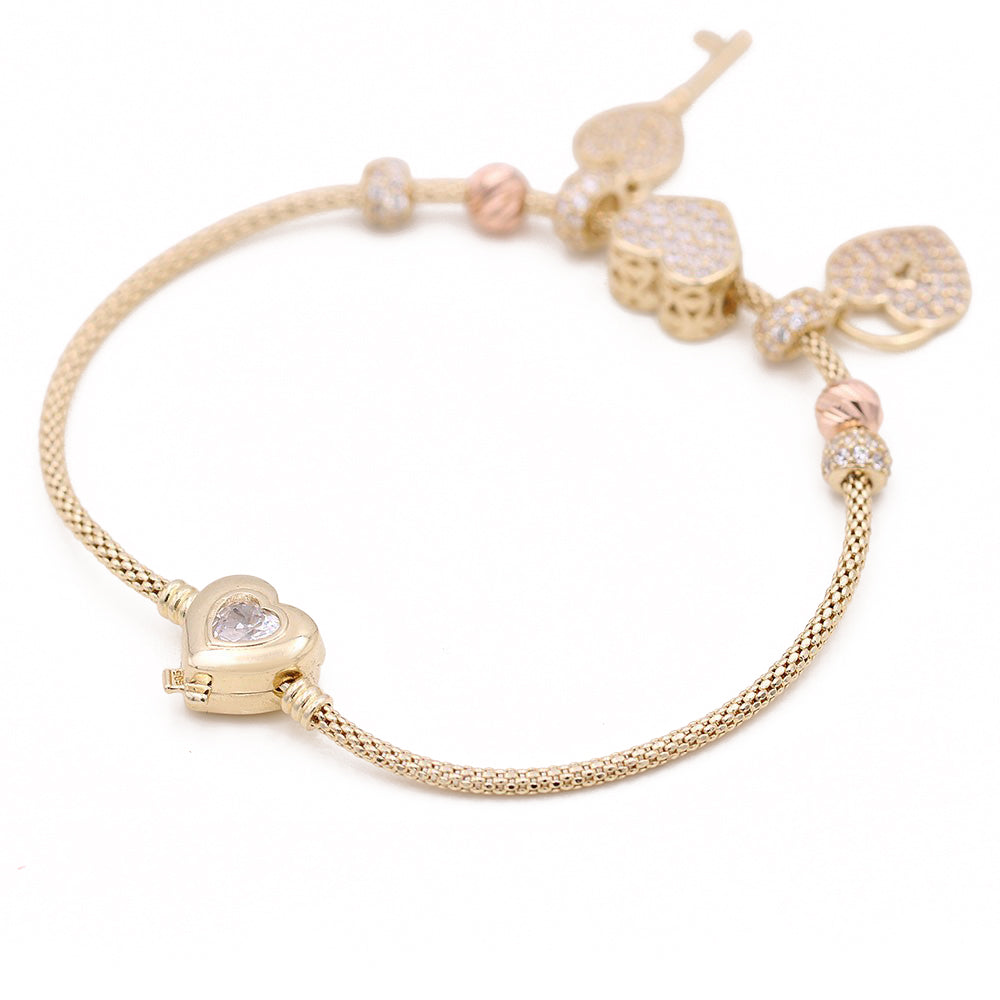 Heart Lock and Key Beads Bracelet