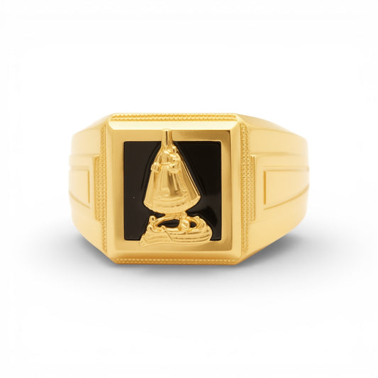 14K Yellow Gold Virgen de la Caridad Men's Ring / Size: 10.5 / Weight: 5.5 GR / P04FM-690