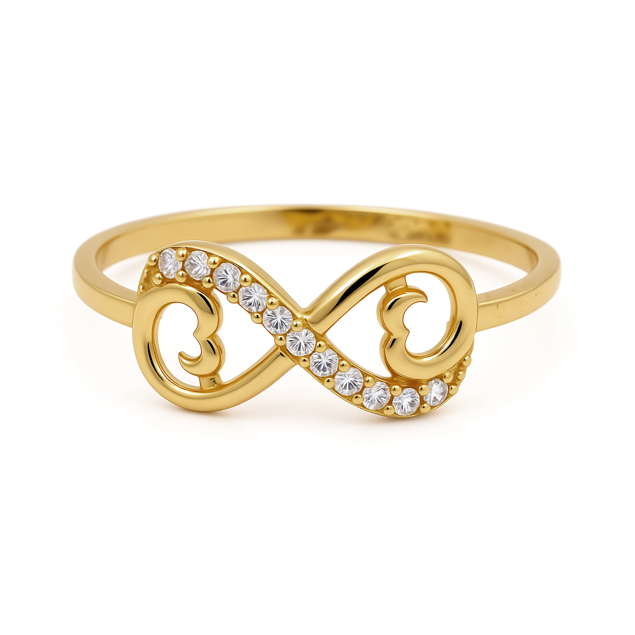 14K Yellow Gold Infinity Women's Ring with Cz / Size: 7 / Weight: 1 GR / CEEWR4IF-1