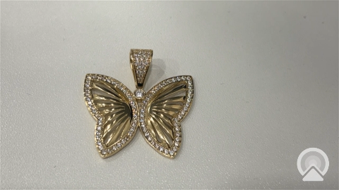 14K Yellow Gold Fashion Butterfly Pendant with Cz  / Weight: 8.5gr / COPD4BT