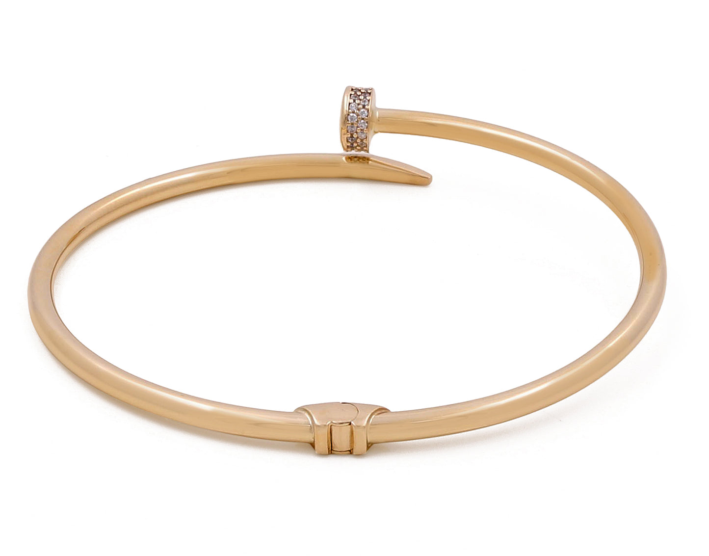 14K Yellow Gold Women’s Nail Bangle / CZ / Weight: 7.8 GR / COBB4CT-1