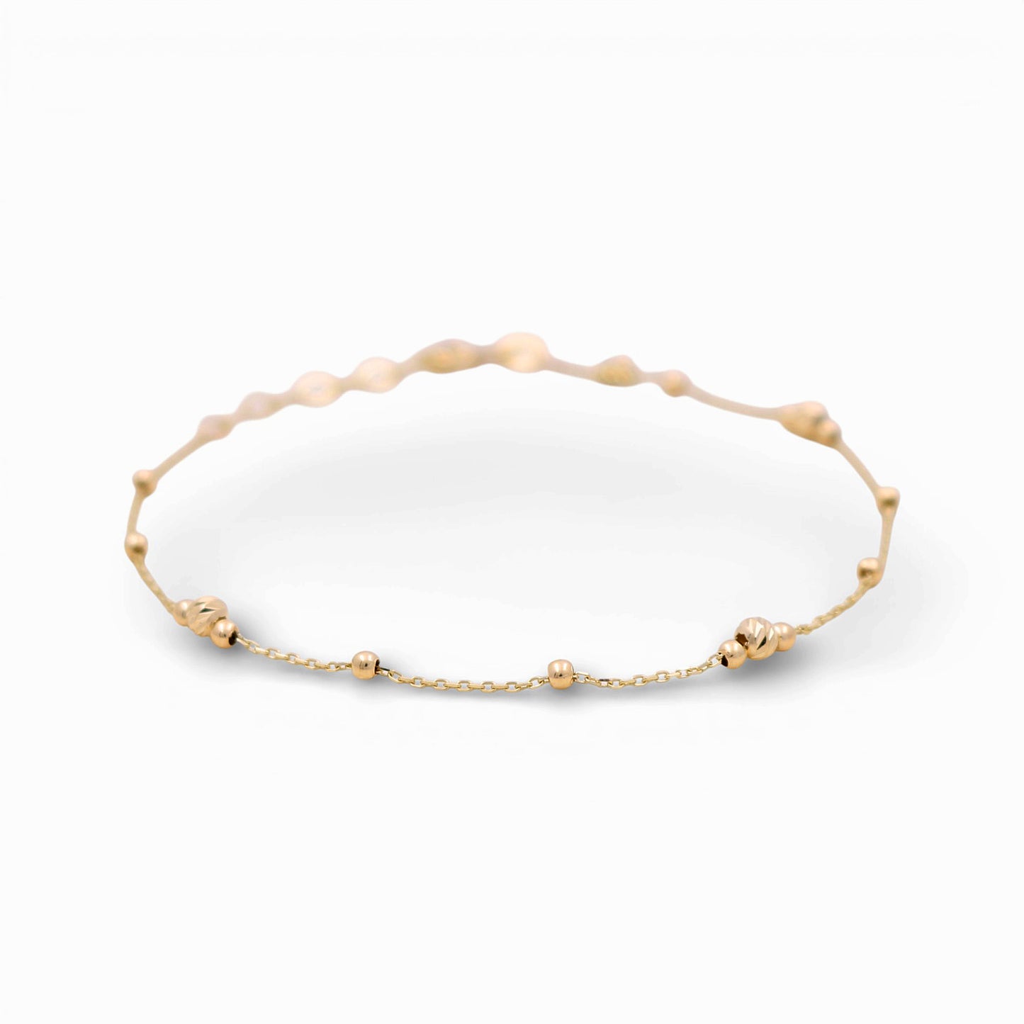 10K Yellow Gold Fancy Link with Spheres Women's Bracelet  /  Size: 7" / Weight: 1 GR / DQWB0FSBLL