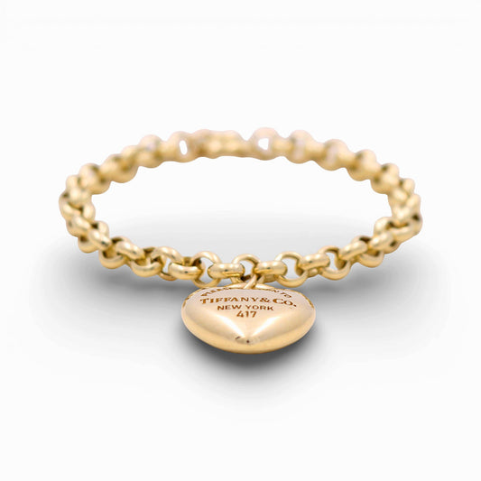 10k Yellow Gold Fashion Rolo Women's Bracelet with Hanging Heart / Size: 7.5" / Weight: 9.7 GR / DQWB0FSHR-1