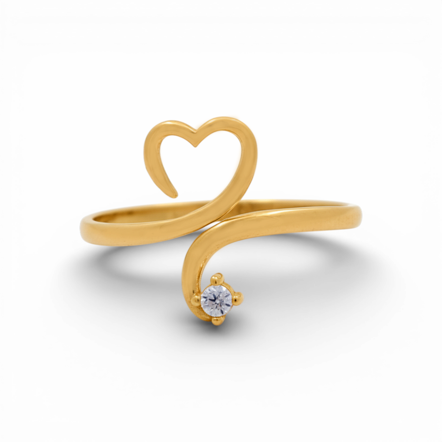 10K Yellow Gold Heart Women's Ring with Cz / Size: 8.5 / Weight: 1.5 GR / DQWR0HR-10
