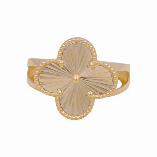 14K Yellow Gold Clover Women's Ring / Size: 7 12MM / Weight 2.4 GR / DOWR4CLV-1