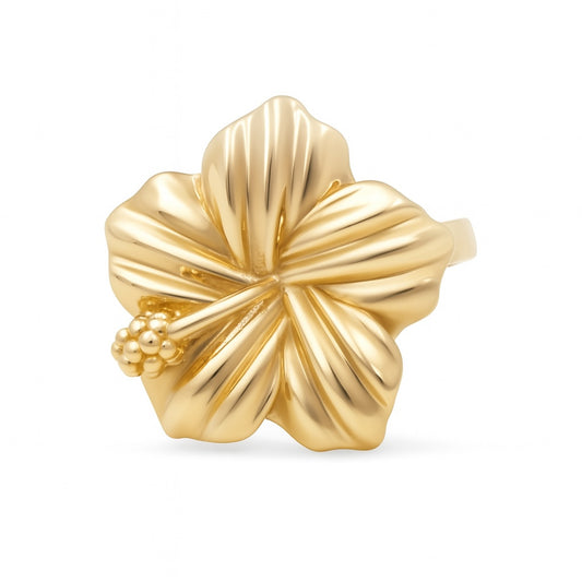 14K Yellow Gold Flower Women's Ring / Size: 8 / Weight: 3.4 GR / DQWR4FL-1