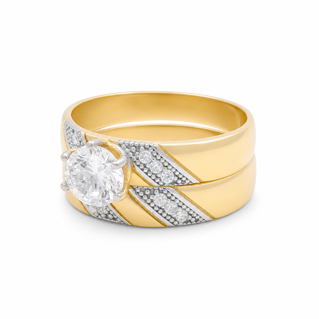 14K Yellow and White Gold Women’s Bridal Set / Stone: Cz / Size: 7 / Weight: 4 GR / IEEWRTT4BS