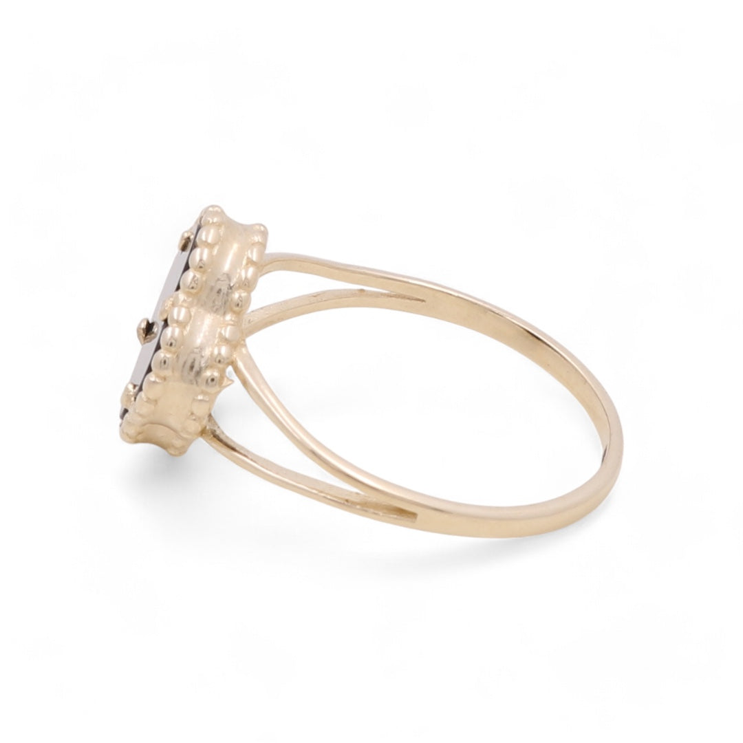14K Yellow Gold Women’s Fashion Black Clover Ring / Weight: 2.2 GR / BOWR4CLV-12