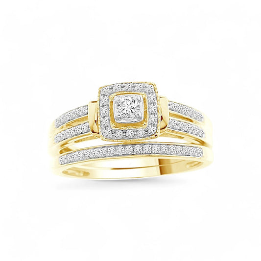 14K Yellow Gold Women's Diamond Bridal Set / Stone: 0.25CT / Size: 6.5 / 340062Y