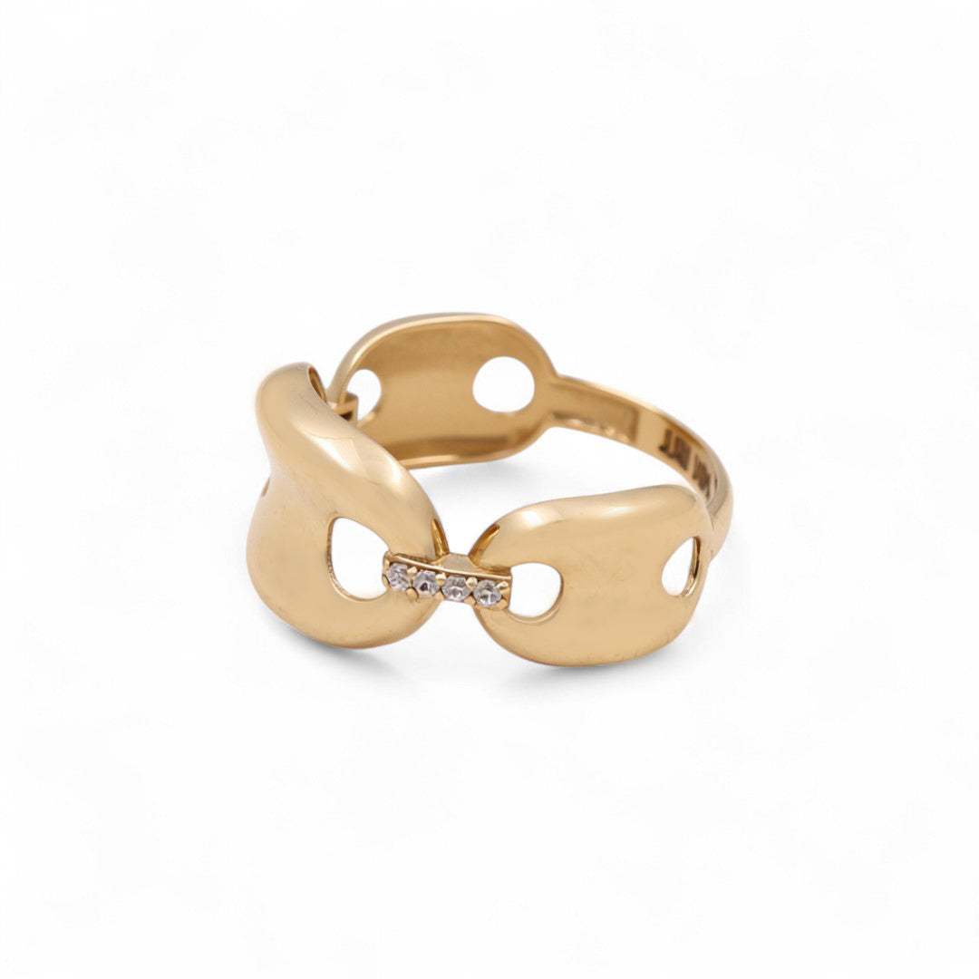 14K Yellow Gold Fashion GG Women's Ring with Cz / Size: 7.5 / Weight: 2.3GR / COWR4GG