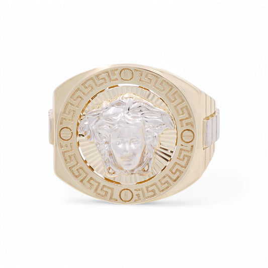 10K D Yellow and White Gold Greek Medusa Men's Ring / Size: 10.5 / Weight: 7.4 GR / DPMRTT0VS-2