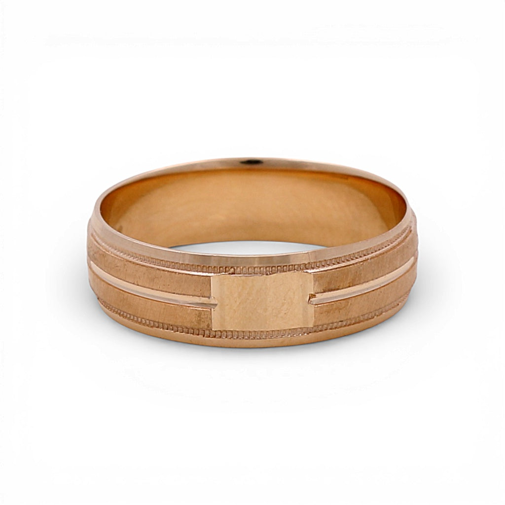 14K Yellow Gold Men’s Wedding Band with Design / Size: 10 / Weight: 3.9 GR / WBEEMWB4DS-5