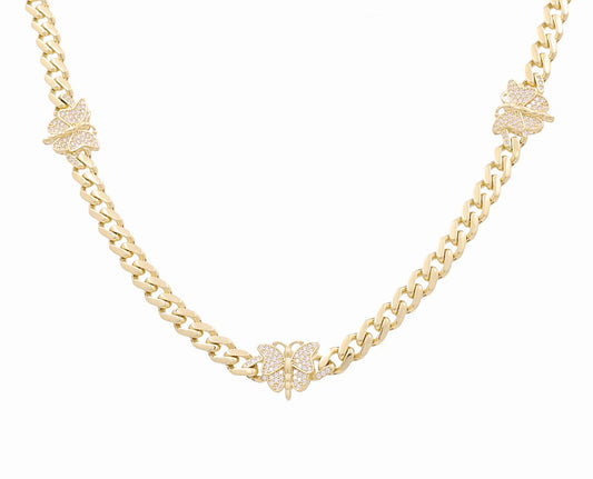 10K Yellow Gold Butterfly Monaco Women's Necklace / CZ / Size: 17” / Weight: 18.4 GR / P18N-6