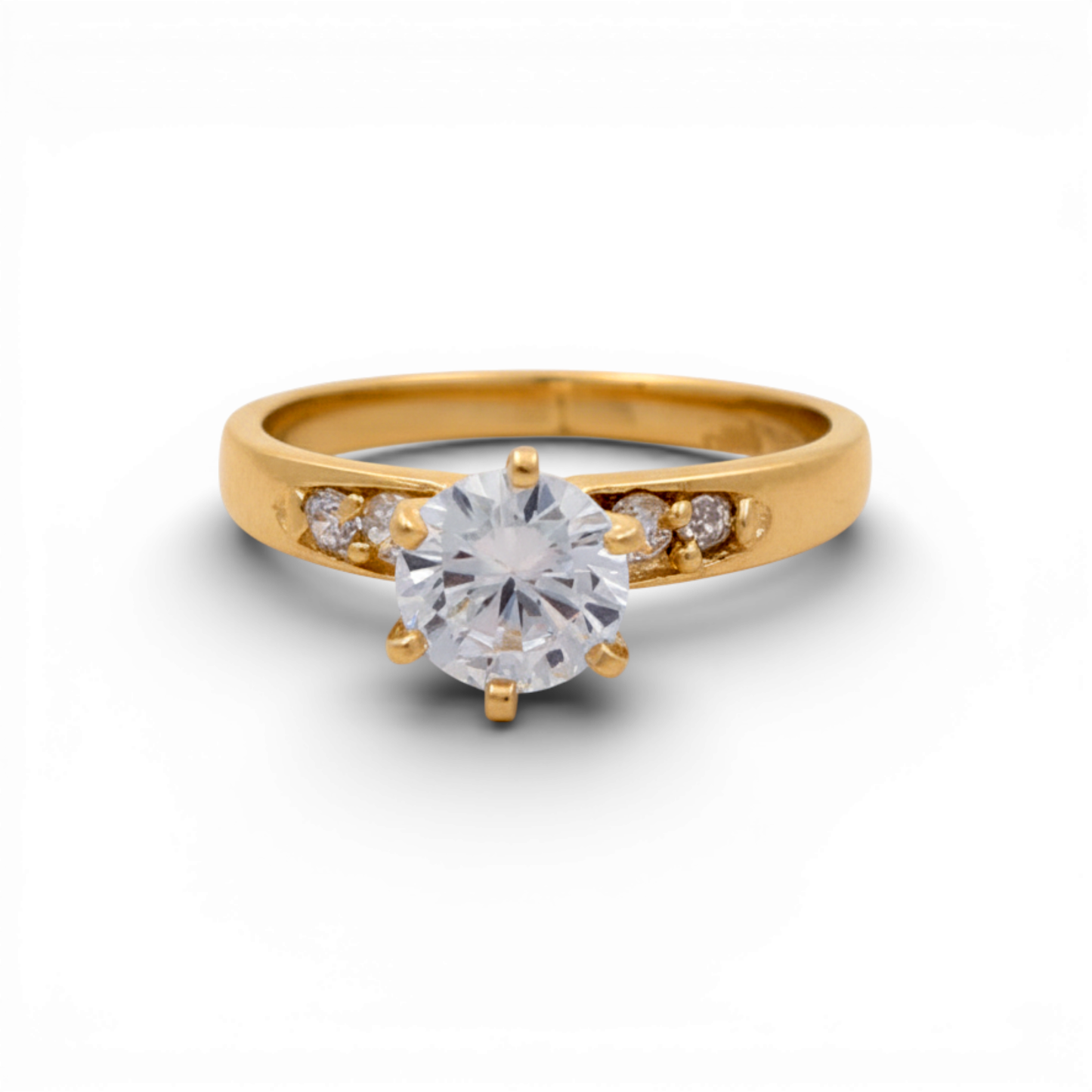 14K Yellow Gold Women's Engagement Ring / Stone: Cz / Size: 6.5 / Weight: 3.2 GR / DEEWR4ER-2