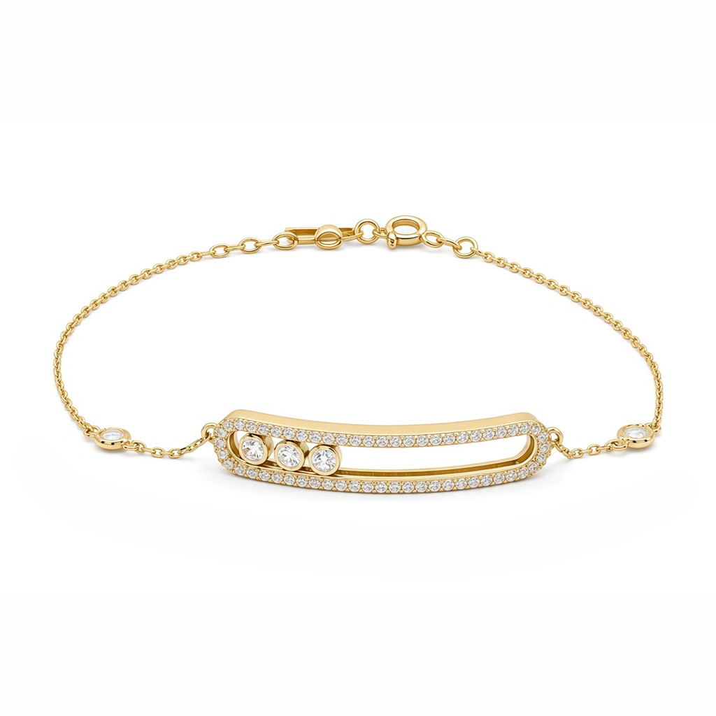 14K Yellow Gold MSK Women's Bracelet with Cz / Size: 7" / Weight: 3.6 GR / P55B-81