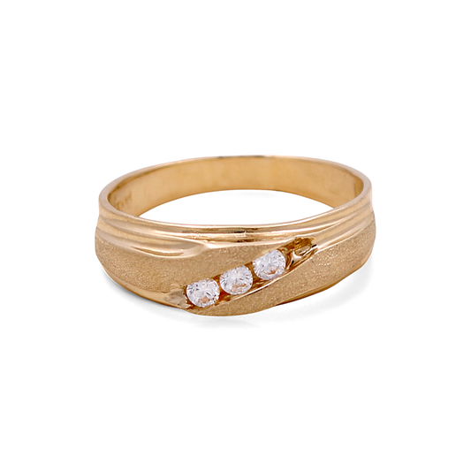 14K Yellow Gold Men's Wedding Band / Stone: Cz / Size: 10 / Weight: 3.7GR / KEEMWB4BS-32