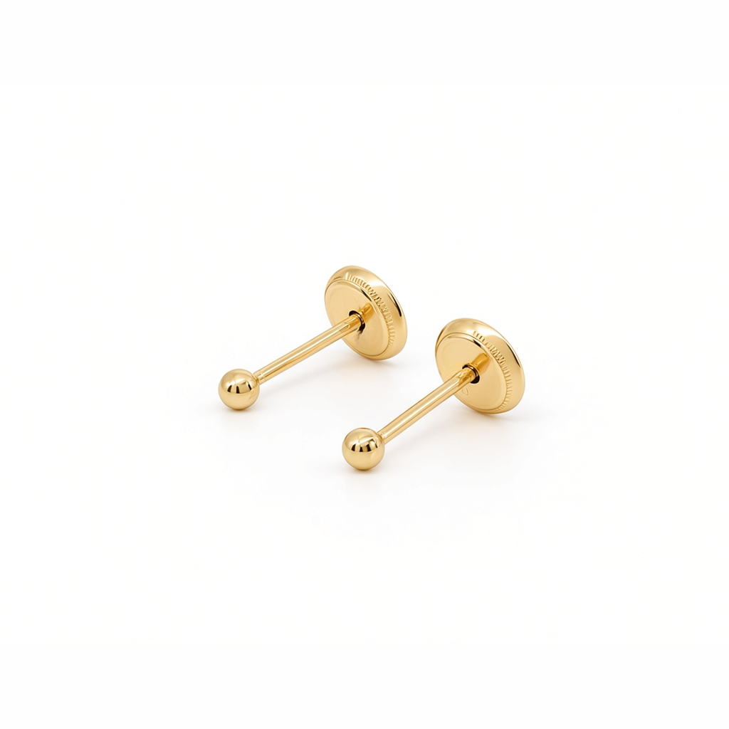 14K Yellow Gold Fashion Balls Stud Earrings / 6-B-2