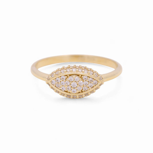 10K Yellow Gold Women's Eye Ring with White Cz / Size: 7 / Weight: 1.5 GR / Y24-1254