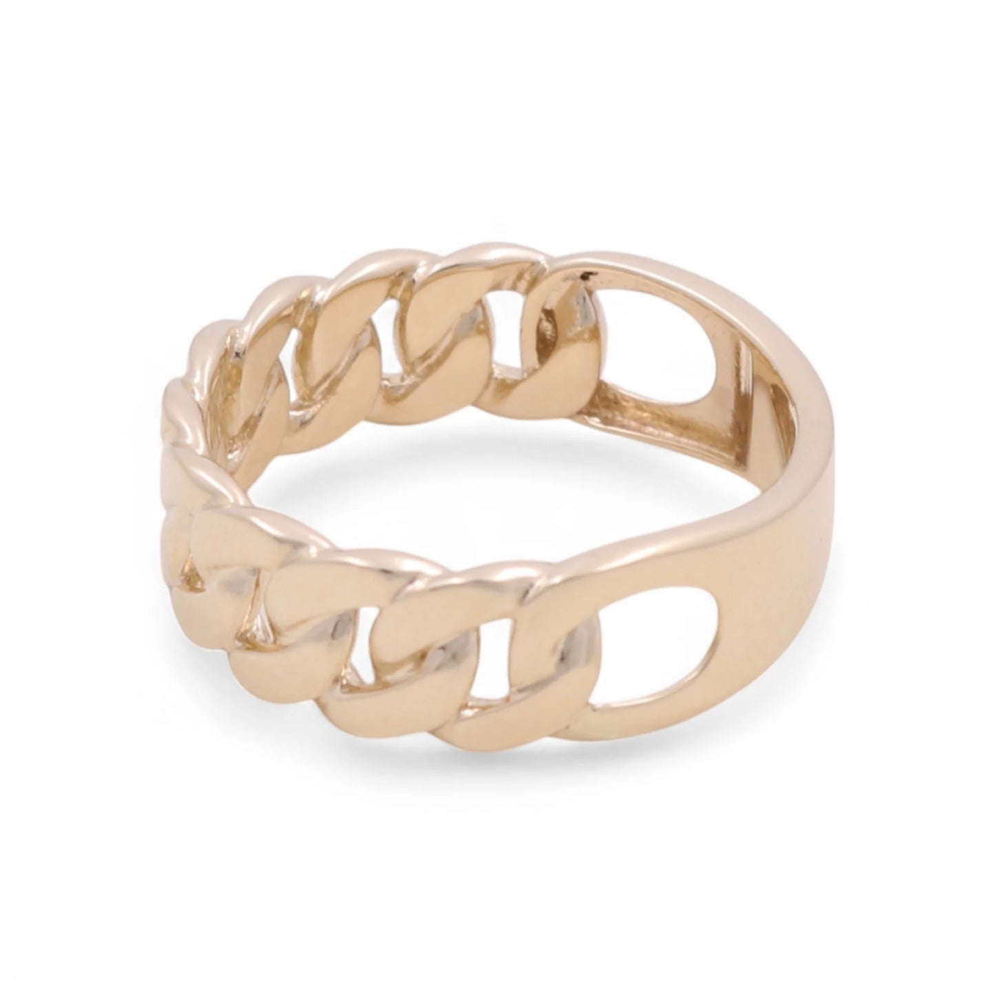 14K Yellow Gold Fashion Men's Ring with Cuban link / Size: 10 / Weight 6.1 GR / KEEMR4FS-6