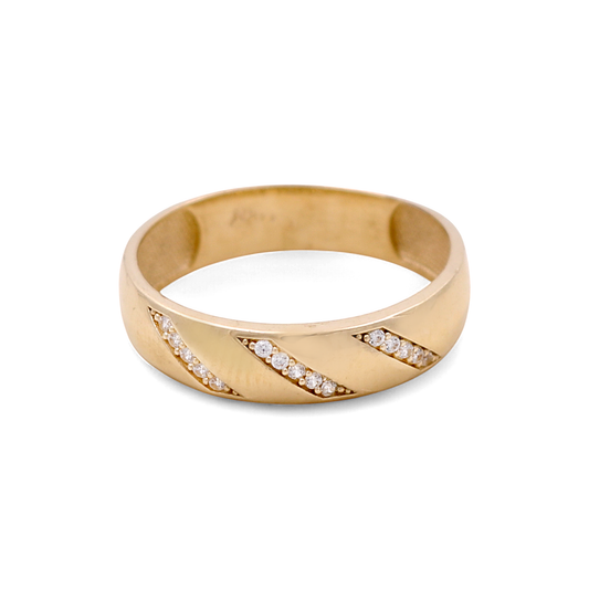 14K Yellow Gold Men’s Wedding Band / Stone: Cz / Size: 10 / Weight: 2.8 GR / DEEMWB4BS-4