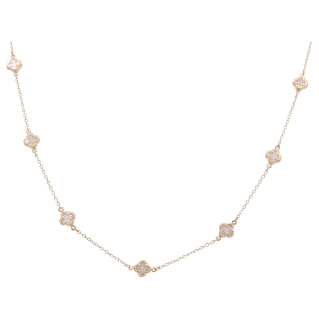 14K Yellow White Clover Necklace / Size: 16” / Weight: 7.1 GR / BONK4CLV-1
