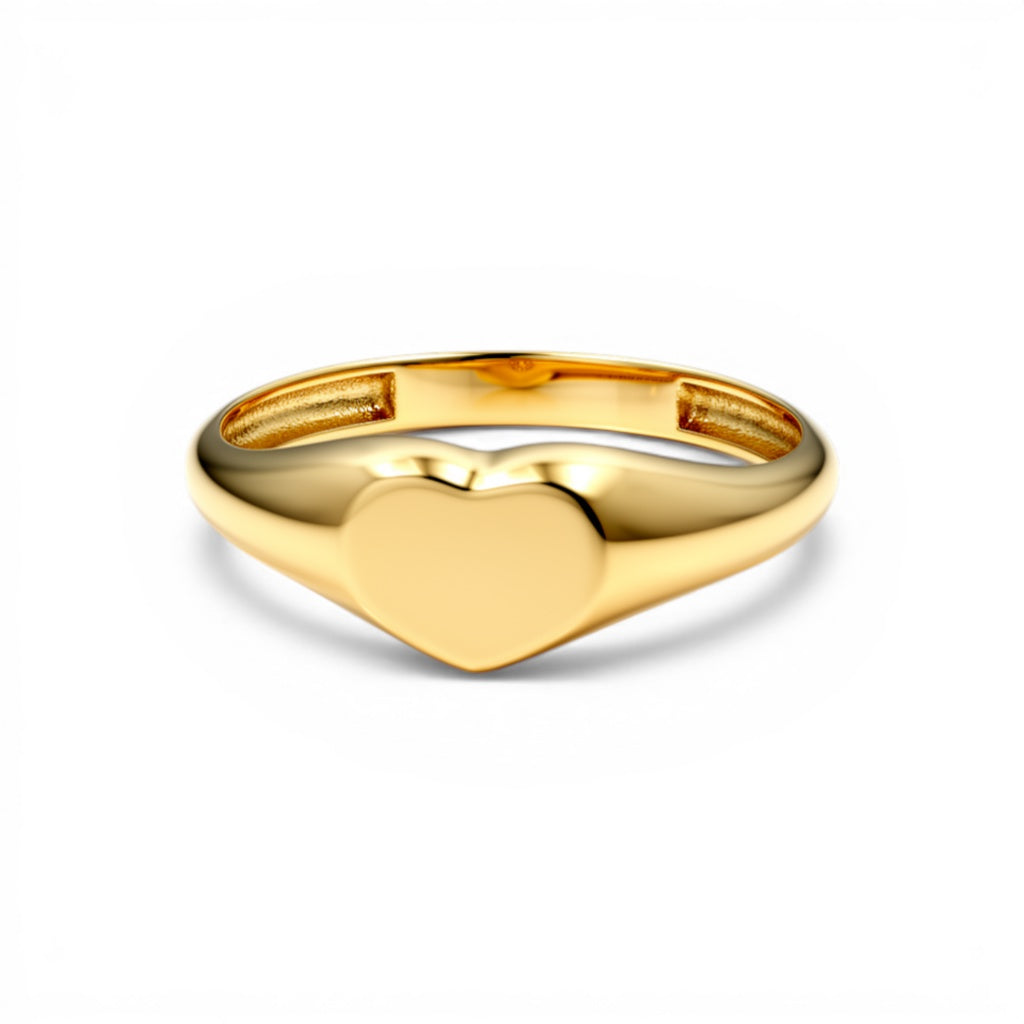 10K Yellow Gold Heart Women's Ring / Size: 8.25. / Weight: 1.6 GR / DQWR0HR-24