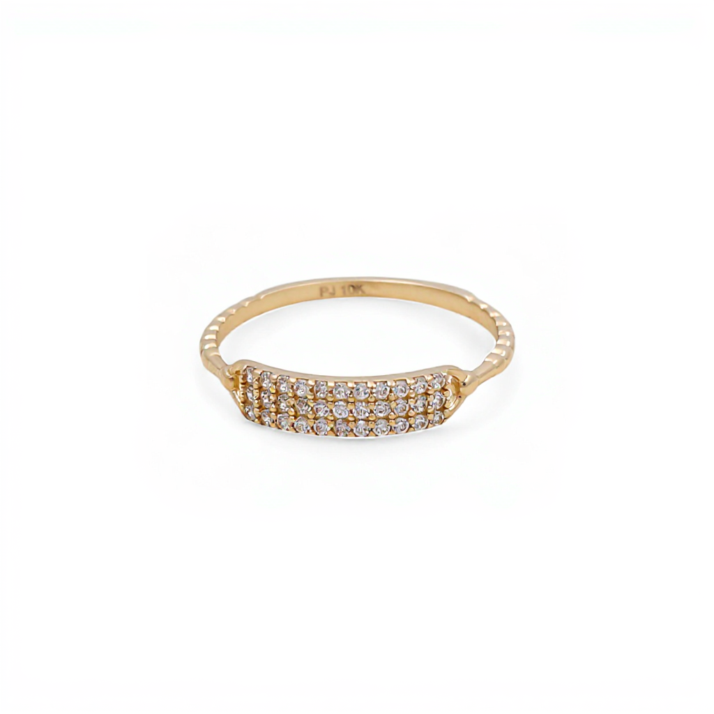 10K Yellow Gold Fashion Women's Ring with White Cz / Size: 8 / Weight: 1.3 GR / CQWR0FS-16