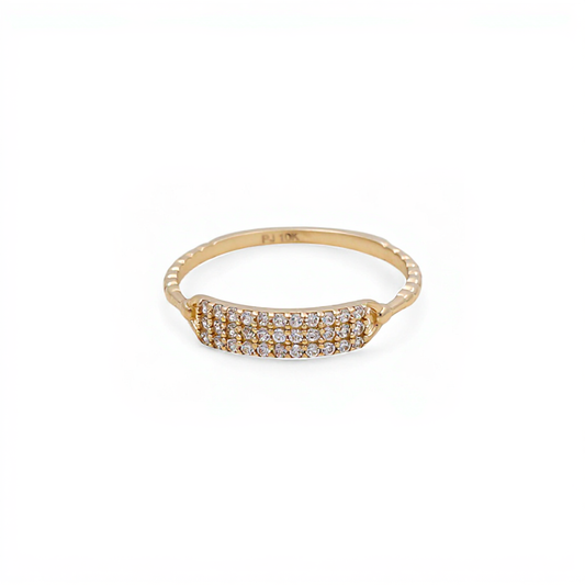 10K Yellow Gold Fashion Women's Ring with White Cz / Size: 8 / Weight: 1.3 GR / CQWR0FS-16