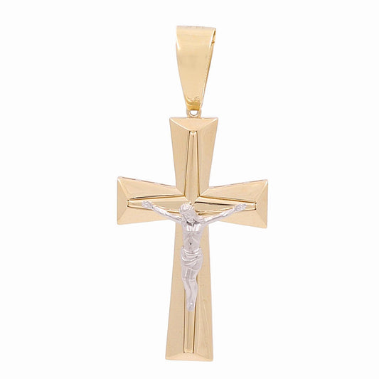 14K Yellow and White Gold Cross with Christ Pendant / Weight: 8.2 GR / 774-00090