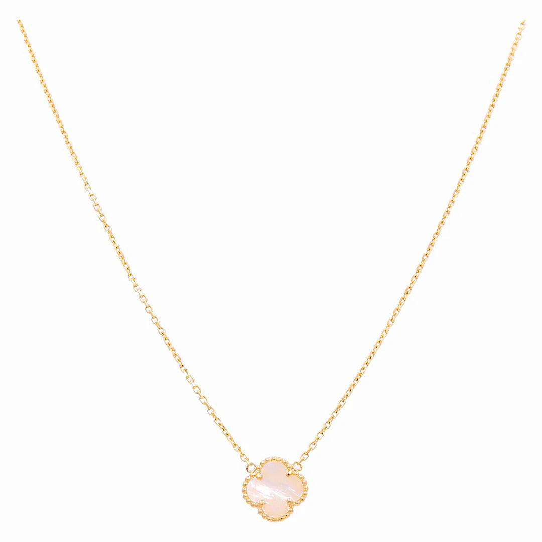 14K Yellow Gold Women's Necklace with One Mother of Pearl Clover / Size 18" 14MM / Weight 5.4 GR / BONK4CLV-10