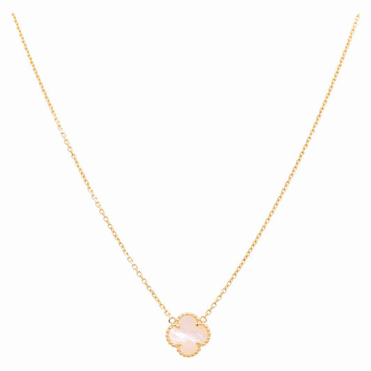 14K Yellow Gold Women's Necklace with One Mother of Pearl Clover / Size: 18” 12MM / Weight: 5.1 GR / BONK4CLV-11